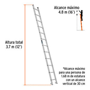 Escalera recta, tipo III, 12 peldaños, TRUPER - Imagen 3