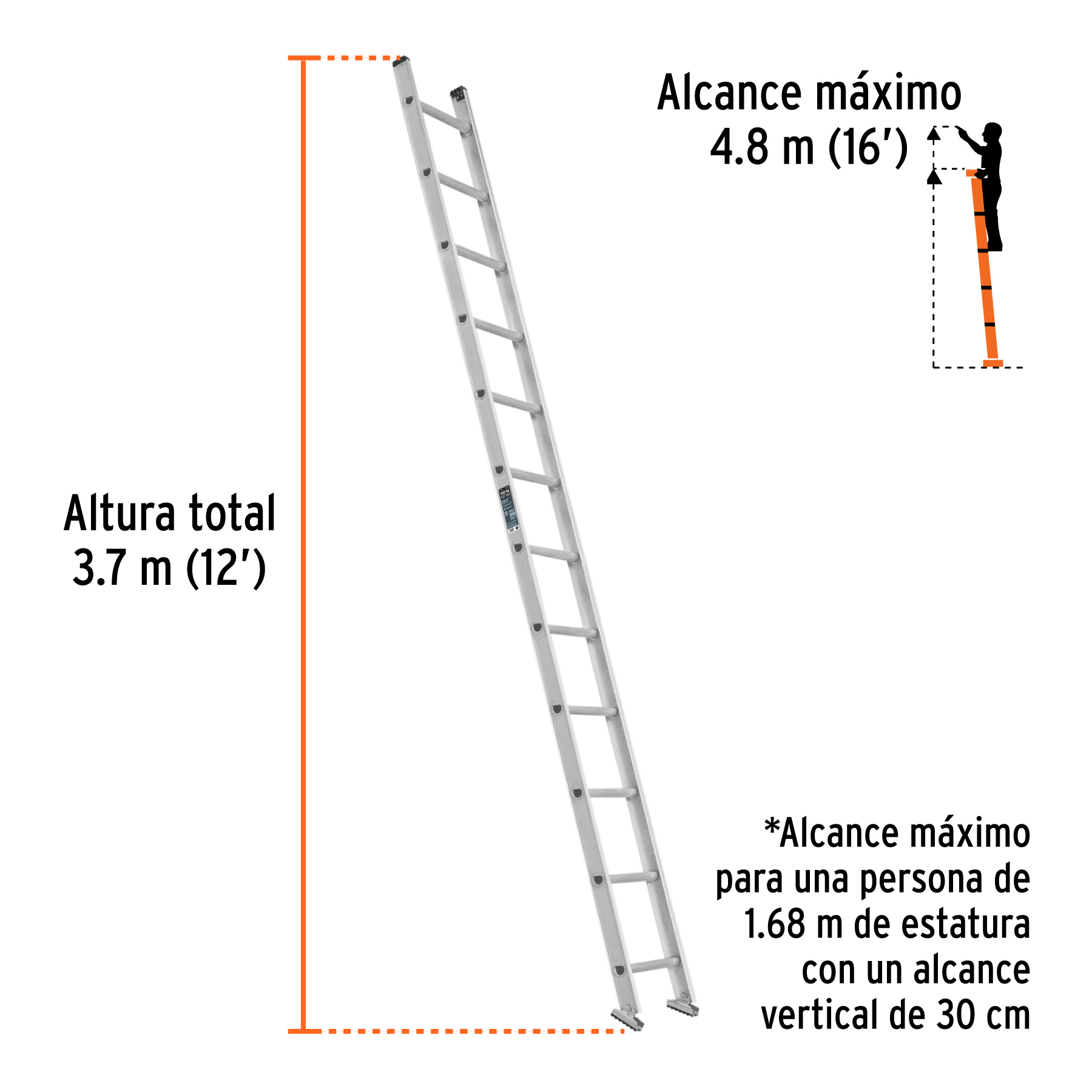 Escalera recta, tipo III, 12 peldaños, TRUPER - Imagen 3