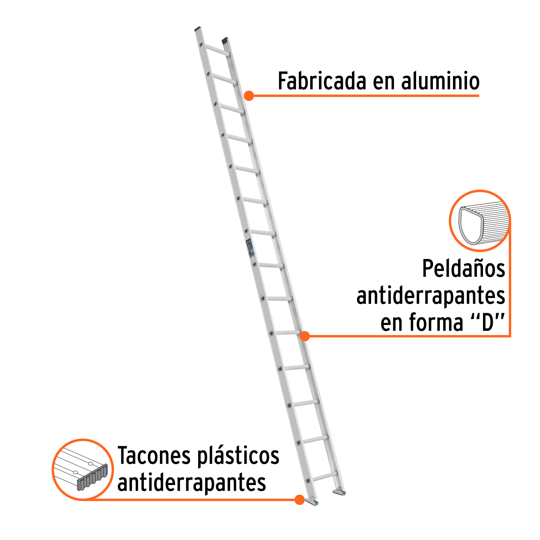 Escalera recta, tipo III, 14 peldaños, TRUPER - Imagen 2