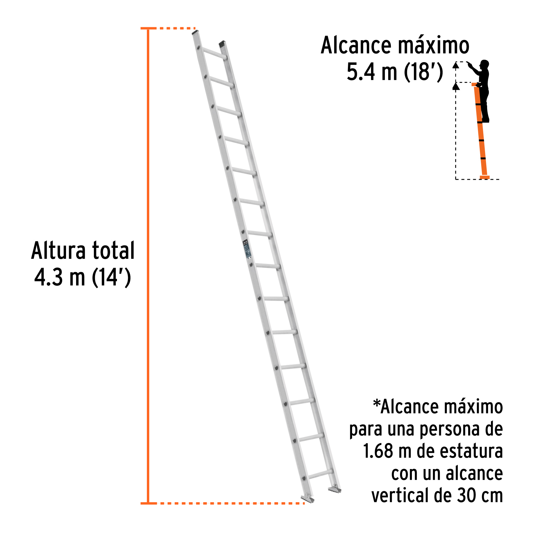 Escalera recta, tipo III, 14 peldaños, TRUPER - Imagen 3