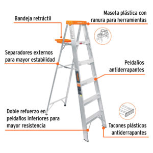 Alternative view of Escalera de tijera tipo ll 5 peldaños y bandeja, TRUPER