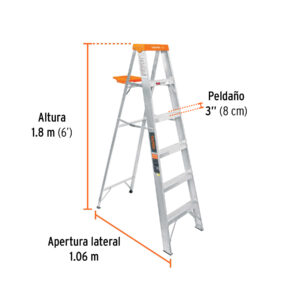 Escalera de tijera tipo ll 5 peldaños y bandeja, TRUPER - Imagen 3