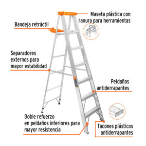 Alternative view of Escalera de tijera tipo II 6 peldaños y bandeja, TRUPER