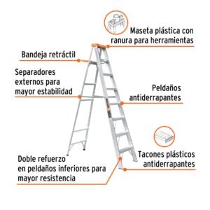 Alternative view of Escalera de tijera tipo II 7 peldaños y bandeja, TRUPER