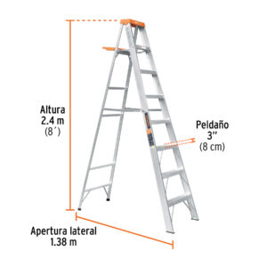 Escalera de tijera tipo II 7 peldaños y bandeja, TRUPER - Imagen 3