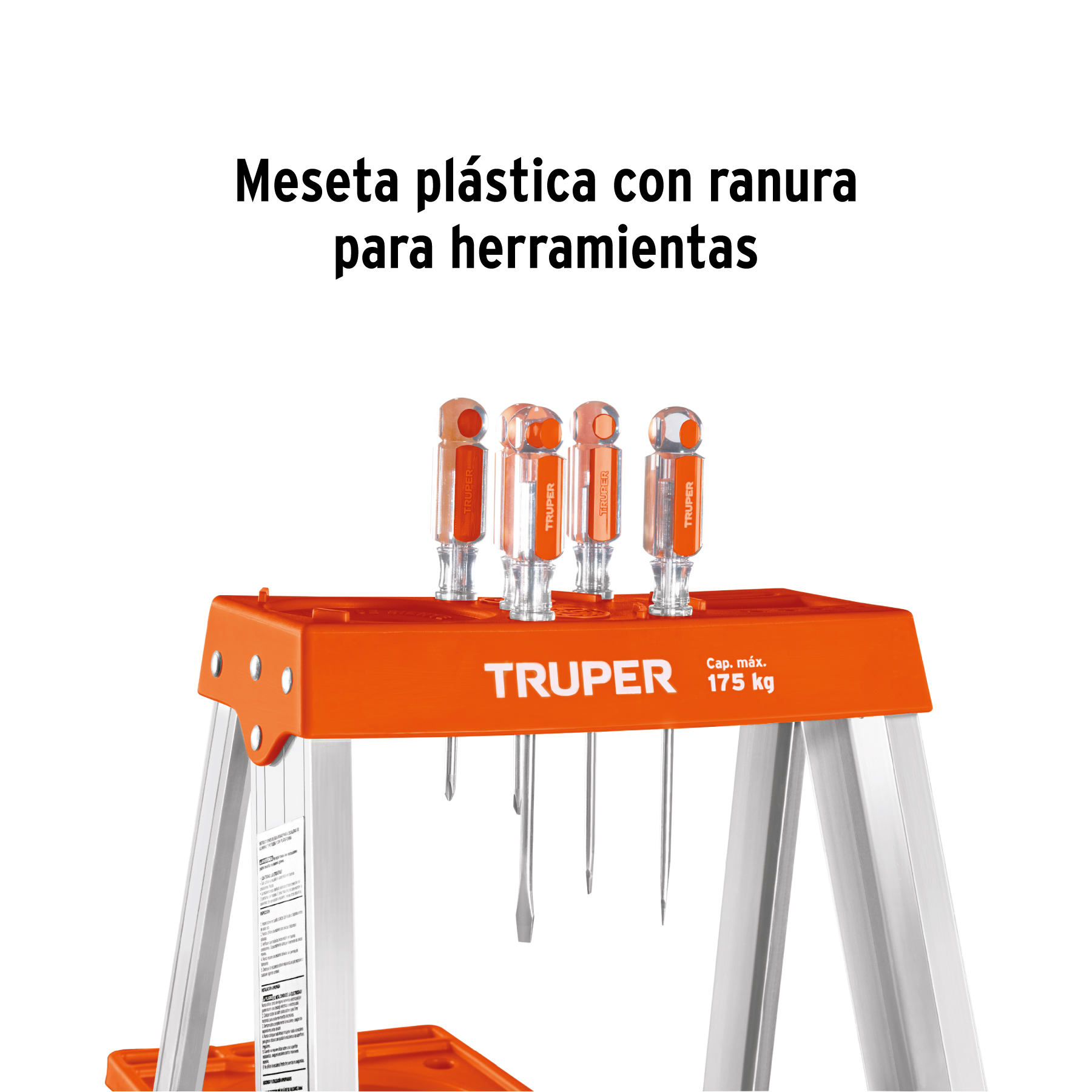 Escalera de tijera tipo II 9 peldaños y bandeja, TRUPER - Imagen 4