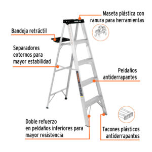 Alternative view of Escalera de tijera tipo III 4 escalones y bandeja, TRUPER