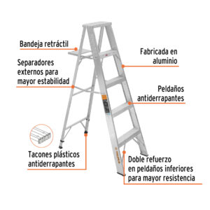 Alternative view of Escalera de tijera 100% aluminio tipo ll 4 peldaños, TRUPER