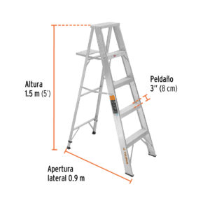 Escalera de tijera 100% aluminio tipo ll 4 peldaños, TRUPER - Imagen 3