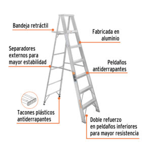 Alternative view of Escalera de tijera 100% aluminio tipo ll 6 peldaños, TRUPER