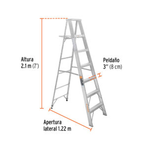 Escalera de tijera 100% aluminio tipo ll 6 peldaños, TRUPER - Imagen 3