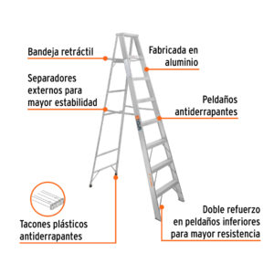 Alternative view of Escalera de tijera 100% aluminio tipo ll 7 peldaños, TRUPER