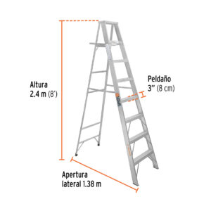 Escalera de tijera 100% aluminio tipo ll 7 peldaños, TRUPER - Imagen 3