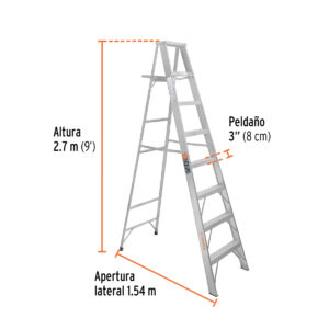 Escalera de tijera 100% aluminio tipo ll 8 peldaños, TRUPER - Imagen 3