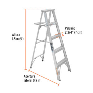 Escalera de tijera 100% aluminio tipo lll 4 peldaños, TRUPER - Imagen 3
