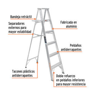 Alternative view of Escalera de tijera 100% aluminio tipo lll 5 peldaños, TRUPER