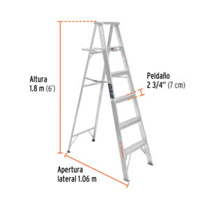 Escalera de tijera 100% aluminio tipo lll 5 peldaños, TRUPER - Imagen 3