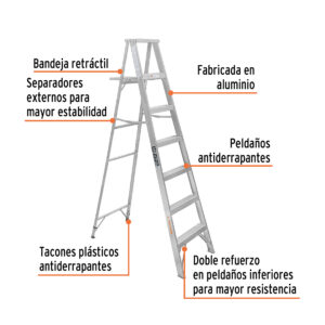 Alternative view of Escalera de tijera 100% aluminio tipo lll 6 peldaños, TRUPER
