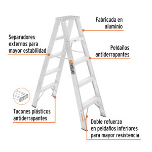 Alternative view of Escalera de tijera doble, tipo ll, 4 escalones, TRUPER