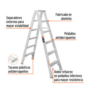 Alternative view of Escalera de tijera doble, tipo ll, 5 escalones, TRUPER