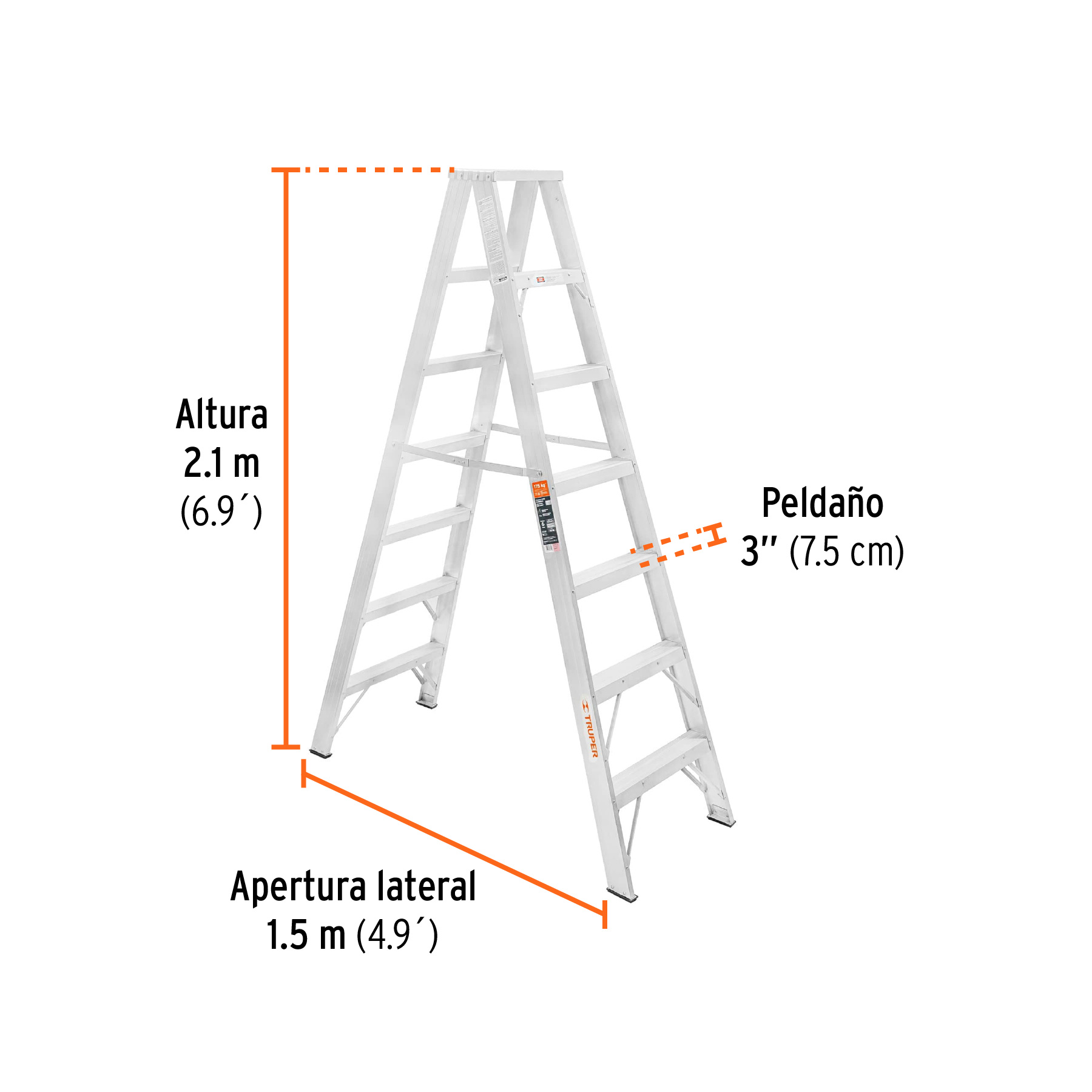 Escalera de tijera doble, tipo ll, 6 escalones, TRUPER - Imagen 3