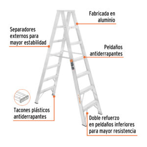 Escalera de tijera doble, tipo ll, 6 escalones, TRUPER - Imagen 2