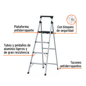 Alternative view of Escalerilla tubular plegable, 4 peldaños, aluminio, TRUPER