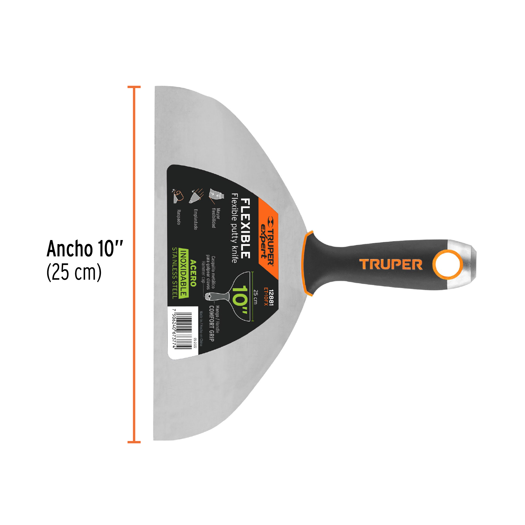 Espátula flexible 10' acero inoxidable, Comfort Grip, EXPERT - Imagen 3
