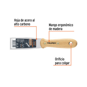 Alternative view of Espátula rígida 1' con mango de madera, TRUPER