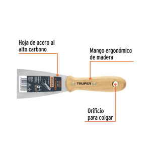 Alternative view of Espátula rígida 2' con mango de madera, TRUPER