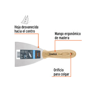 Alternative view of Espátula flexible 3' con mango de madera, TRUPER