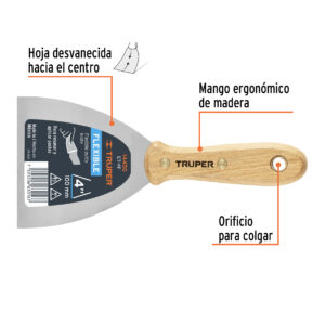 Alternative view of Espátula flexible 4' con mango de madera, TRUPER