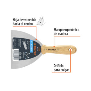 Alternative view of Espátula flexible 5' con mango de madera, TRUPER