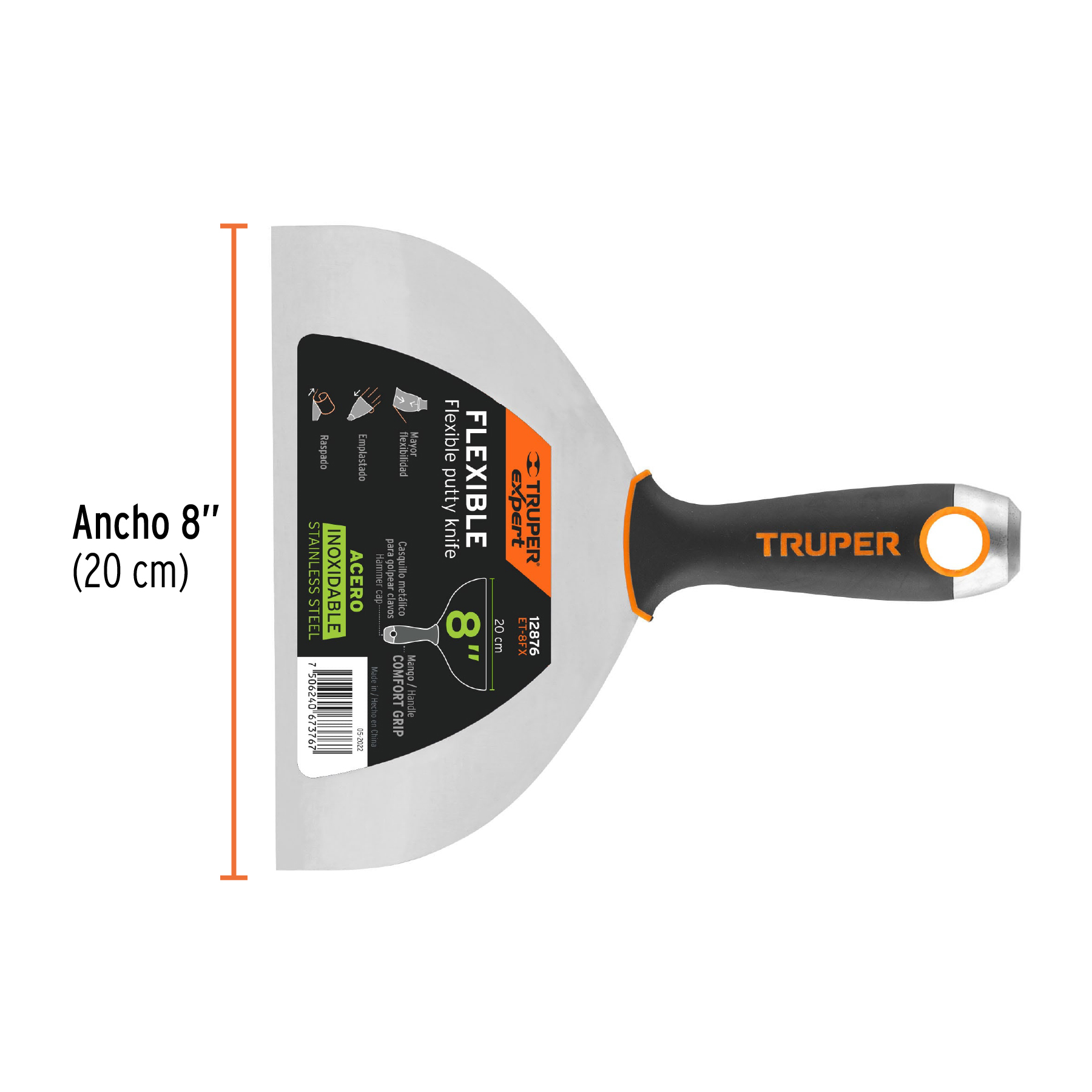 Espátula flexible 8' acero inoxidable, Comfort Grip, EXPERT - Imagen 3