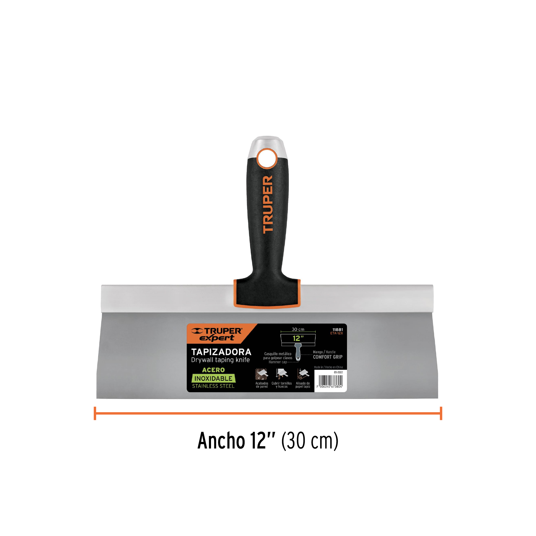 Espátula tapizadora de 12' acero inoxidable, TRUPER EXPERT - Imagen 3