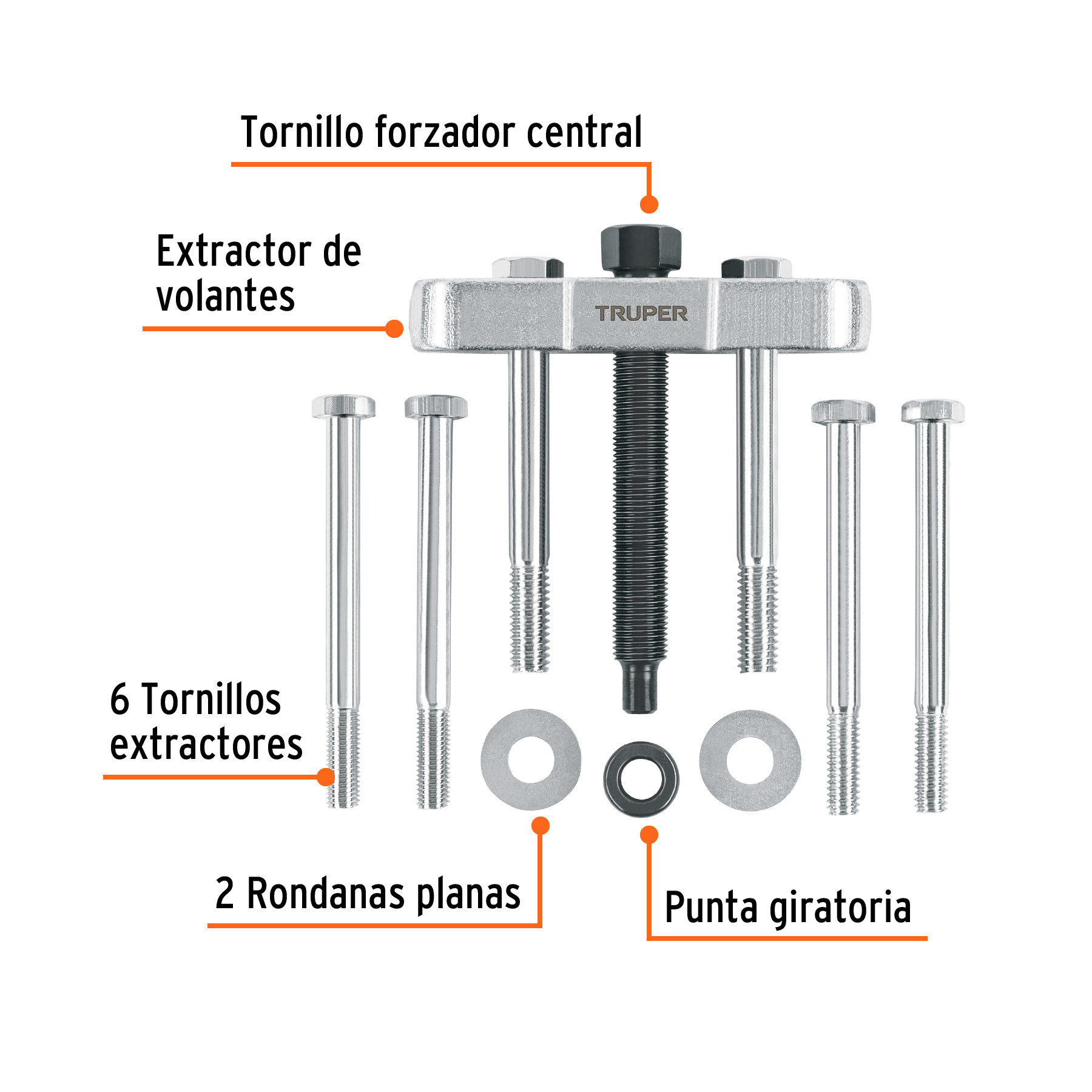 Extractor de volantes, 11 piezas, TRUPER - Imagen 2