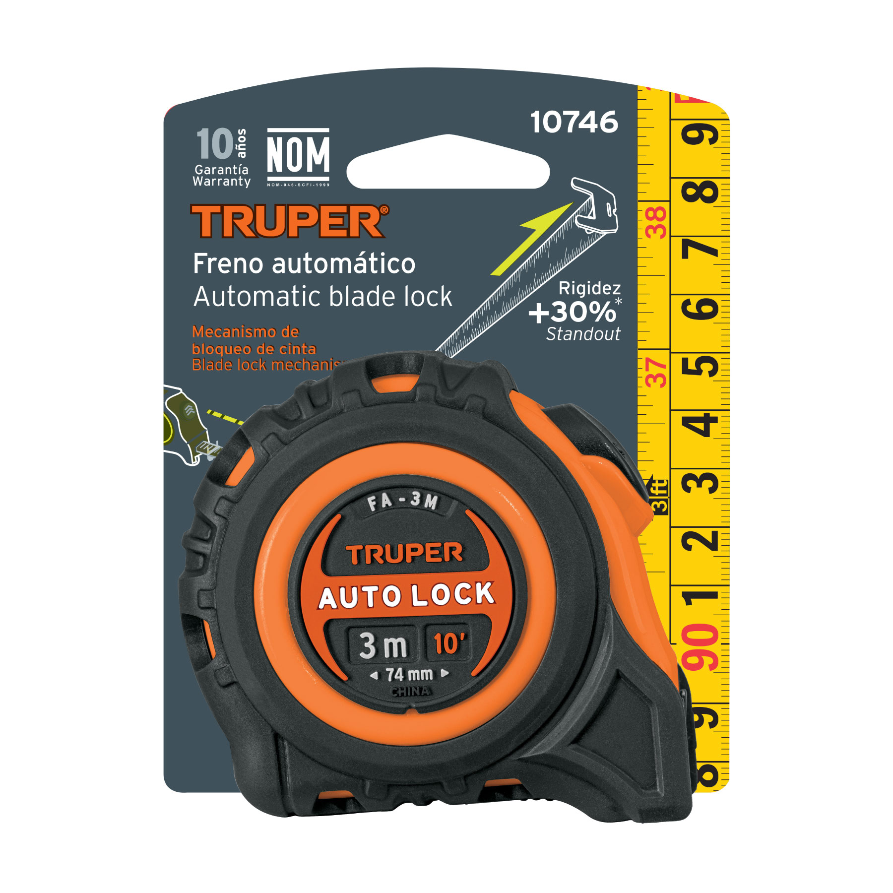 Flexómetro Auto-Lock contra impactos 3 m cinta 16 mm, TRUPER - Imagen 5