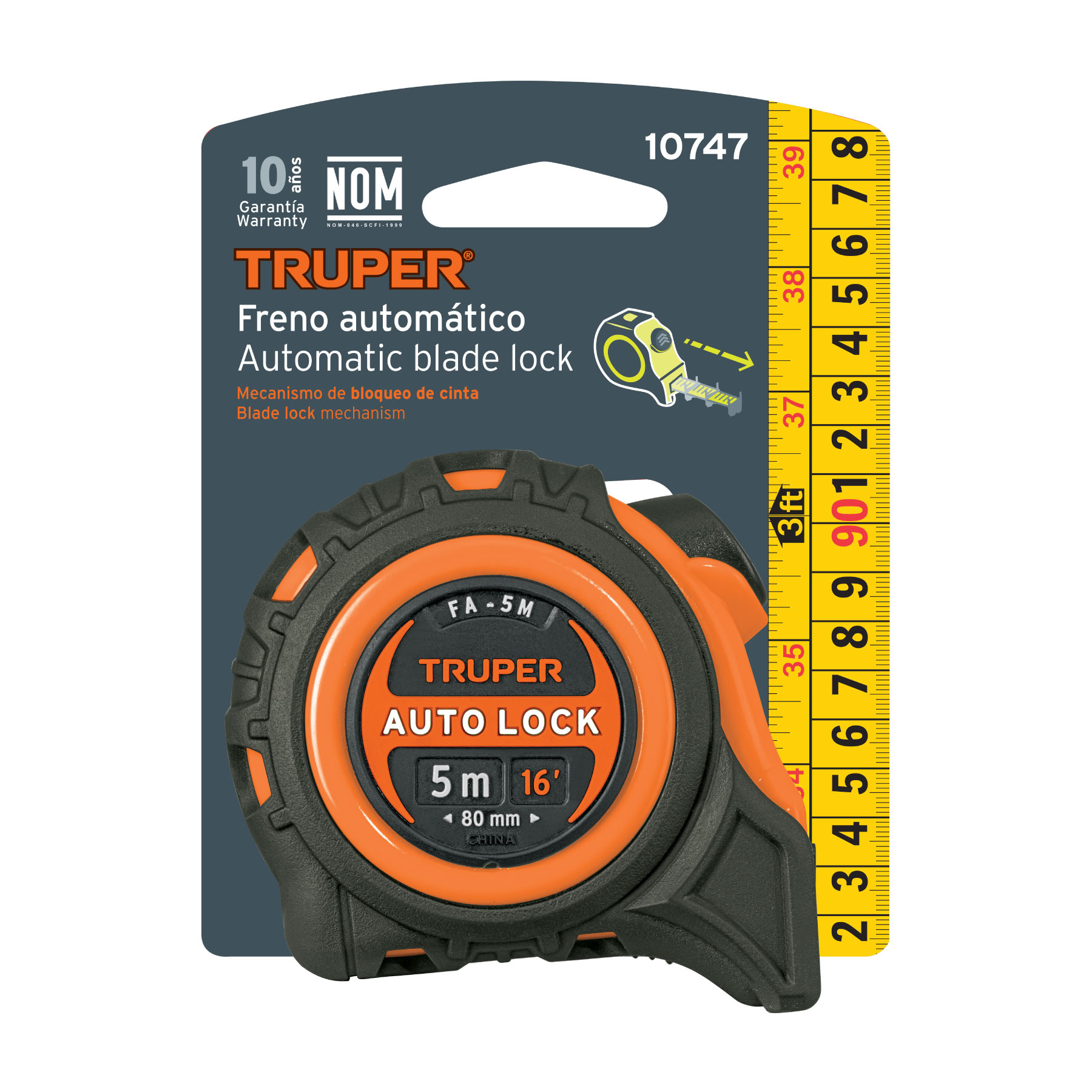 Flexómetro Auto-Lock contra impactos 5 m cinta 19 mm, TRUPER - Imagen 5