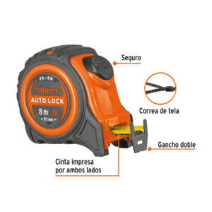 Alternative view of Flexómetro Auto-Lock contra impactos 8 m cinta 25 mm, TRUPER