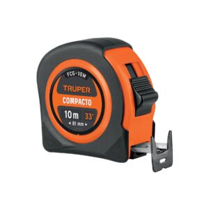 Flexómetro compacto contra impactos 10 m cinta 25 mm, TRUPER