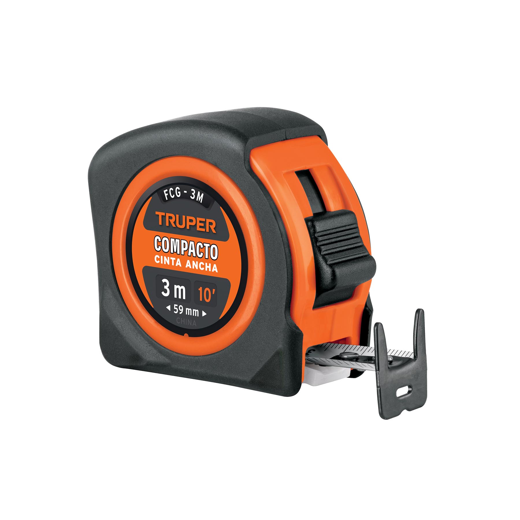 Flexómetro compacto contra impactos 3 m cinta 16 mm, TRUPER