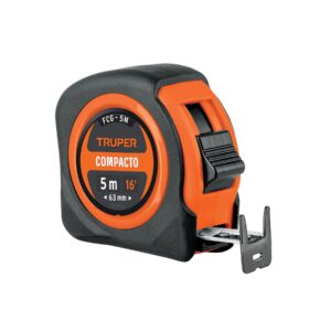Flexómetro compacto contra impactos 5 m cinta 19 mm, TRUPER