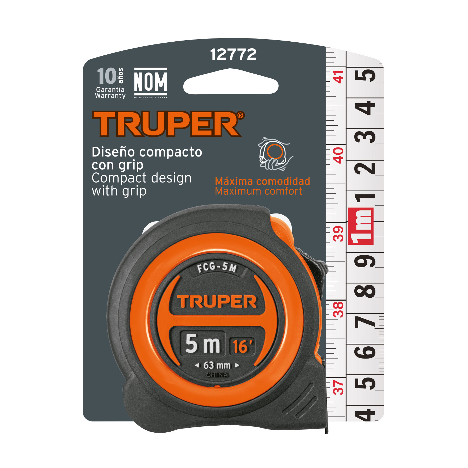 Flexómetro compacto contra impactos 5 m cinta 19 mm, TRUPER - Imagen 5