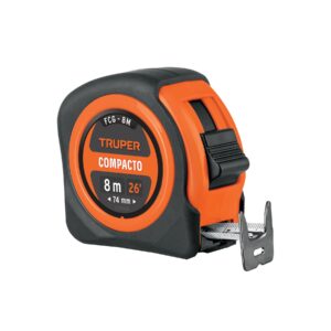 Flexómetro compacto contra impactos 8 m cinta 25 mm, TRUPER
