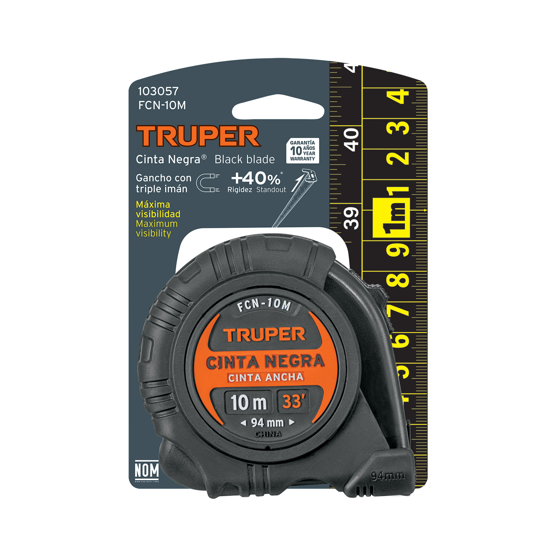 Flexómetro contra impactos 10 m, Cinta Negra 32 mm, TRUPER - Imagen 5