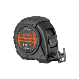 Flexómetro contra impactos 8 m, Cinta Negra 25 mm, TRUPER