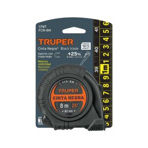 Flexómetro contra impactos 8 m, Cinta Negra 25 mm, TRUPER - Imagen 5