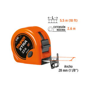 Flexómetro XTRA 6 m cinta extra ancha 28 mm, TRUPER - Imagen 3