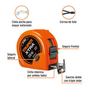 Alternative view of Flexómetro XTRA 7.5 m cinta extra ancha 28 mm, TRUPER