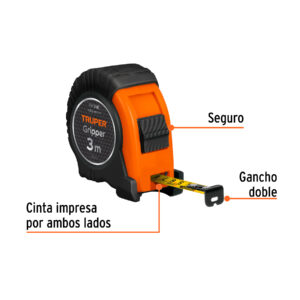 Alternative view of Flexómetro contra impactos 3 m cinta 13 mm grad. métrica